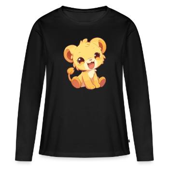 Lionne Lionnes Lionne - T-shirt manches longues Premium bio Femme - noir - Devant - Julia (174cm)