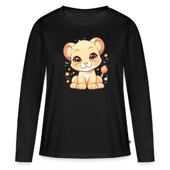Lionne Lionnes Lionne - T-shirt manches longues Premium bio Femme - noir - Devant - Julia (174cm)