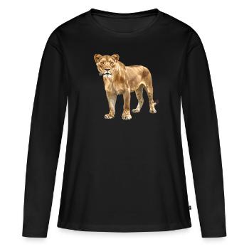 Lionne Lionnes Lionne - T-shirt manches longues Premium bio Femme - noir - Devant - Julia (174cm)