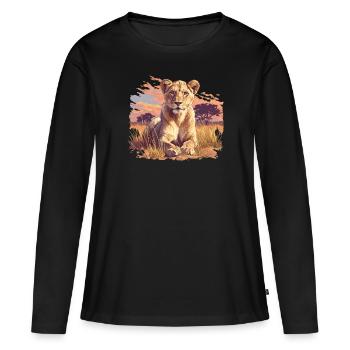 Lionne Lionnes Lionne - T-shirt manches longues Premium bio Femme - noir - Devant - Julia (174cm)