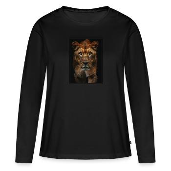 Lionne Lionnes Lionne - T-shirt manches longues Premium bio Femme - noir - Devant - Julia (174cm)