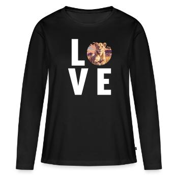 Lionne Lionnes Lionne - T-shirt manches longues Premium bio Femme - noir - Devant - Julia (174cm)