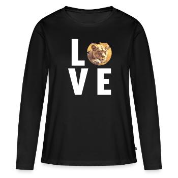 Lionne Lionnes Lionne - T-shirt manches longues Premium bio Femme - noir - Devant - Julia (174cm)