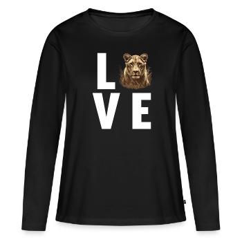 Lionne Lionnes Lionne - T-shirt manches longues Premium bio Femme - noir - Devant - Julia (174cm)