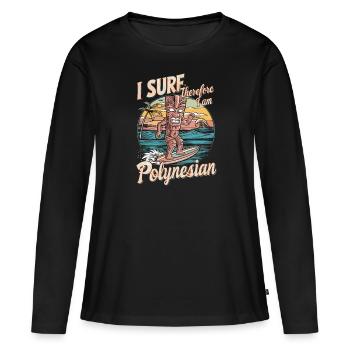 Inspiration Je surfe donc je suis polynésien - T-shirt manches longues Premium bio Femme - noir - Devant - Julia (174cm)