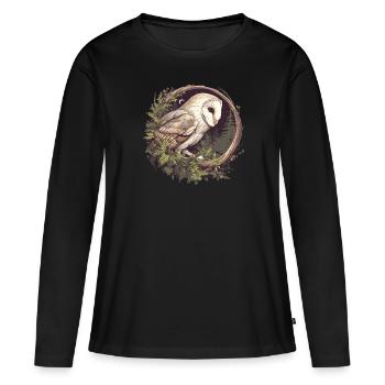 Barn Owl Schleiereulen Schleiereule - Frauen Premium Bio Langarmshirt - Schwarz - Vorne - Julia (174cm)