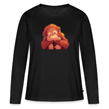 Orang-outan Orangs-outans Orang-outan - T-shirt manches longues Premium bio Femme - noir - Devant - Julia (174cm)