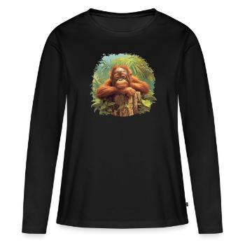 Orang-outan Orangs-outans Orang-outan - T-shirt manches longues Premium bio Femme - noir - Devant - Julia (174cm)