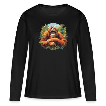Orang-outan Orangs-outans Orang-outan - T-shirt manches longues Premium bio Femme - noir - Devant - Julia (174cm)