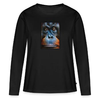 Orang-outan Orangs-outans Orang-outan - T-shirt manches longues Premium bio Femme - noir - Devant - Julia (174cm)
