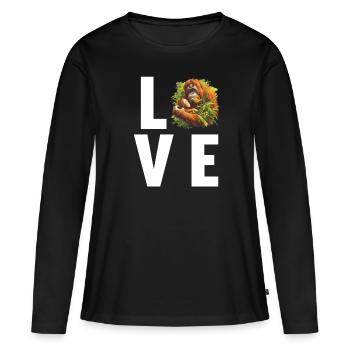 Orang-outan Orangs-outans Orang-outan - T-shirt manches longues Premium bio Femme - noir - Devant - Julia (174cm)
