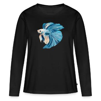 Bettas Betta Poisson Betta - T-shirt manches longues Premium bio Femme - noir - Devant - Julia (174cm)