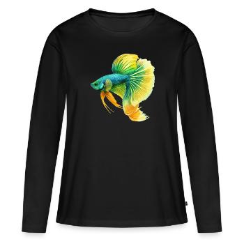 Bettas Betta Poisson Betta - T-shirt manches longues Premium bio Femme - noir - Devant - Julia (174cm)