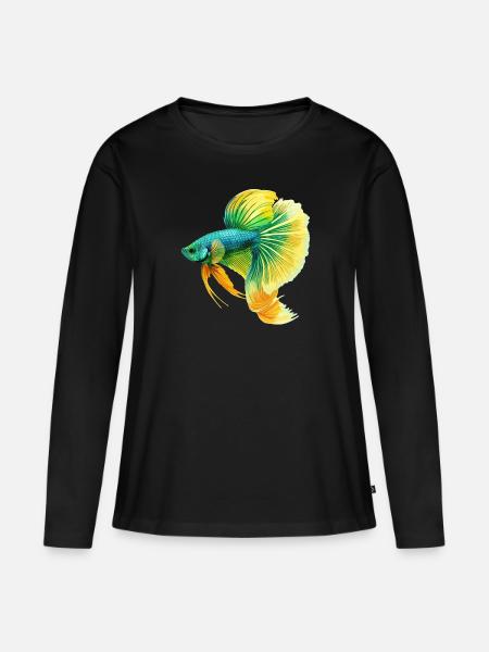 Bettas Betta Fisch Betta - Frauen Premium Bio Langarmshirt - Schwarz