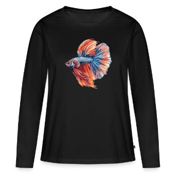 Bettas Betta Poisson Betta - T-shirt manches longues Premium bio Femme - noir - Devant - Julia (174cm)