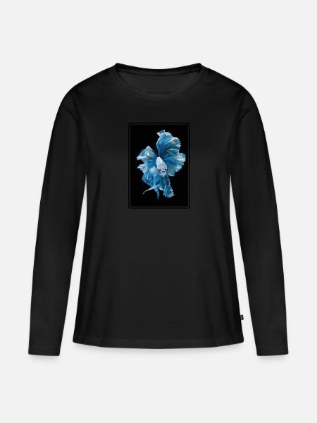 Bettas Betta Fisch Betta - Frauen Premium Bio Langarmshirt - Schwarz
