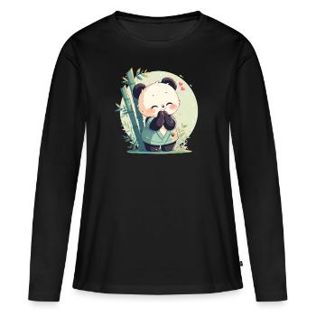 Pandas Panda - T-shirt manches longues Premium bio Femme - noir - Devant - Julia (174cm)