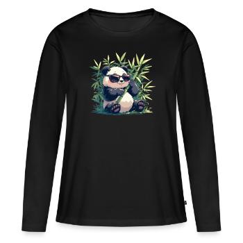 Pandas Panda - T-shirt manches longues Premium bio Femme - noir - Devant - Julia (174cm)