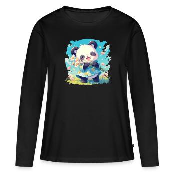 Pandas Panda - T-shirt manches longues Premium bio Femme - noir - Devant - Julia (174cm)
