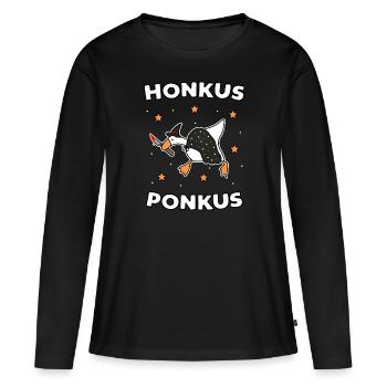 Honkus Ponkus - Women's Premium Organic Long Sleeve Shirt - black - Front - Julia (174cm)