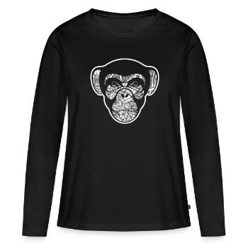 Chimpanzee Chimpanzee Floral Pattern - Women's Premium Organic Long Sleeve Shirt - black - Front - Julia (174cm)