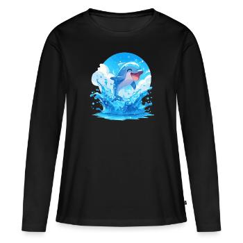 Dauphin Dauphins Dauphin - T-shirt manches longues Premium bio Femme - noir - Devant - Julia (174cm)