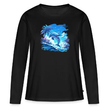 Dauphin Dauphins Dauphin - T-shirt manches longues Premium bio Femme - noir - Devant - Julia (174cm)