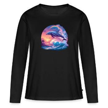Dauphin Dauphins Dauphin - T-shirt manches longues Premium bio Femme - noir - Devant - Julia (174cm)