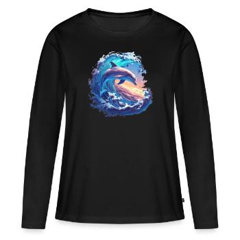 Dauphin Dauphins Dauphin - T-shirt manches longues Premium bio Femme - noir - Devant - Julia (174cm)