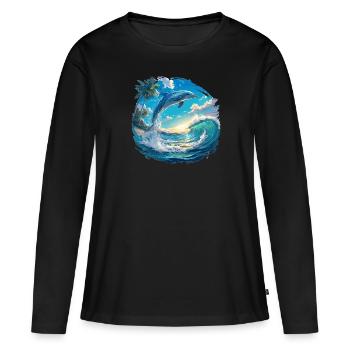 Dauphin Dauphins Dauphin - T-shirt manches longues Premium bio Femme - noir - Devant - Julia (174cm)