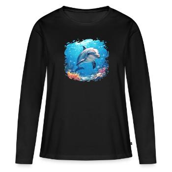 Dauphin Dauphins Dauphin - T-shirt manches longues Premium bio Femme - noir - Devant - Julia (174cm)