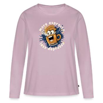 more espresso less depresso - Women's Premium Organic Long Sleeve Shirt - dusky pink - Front - Julia (174cm)