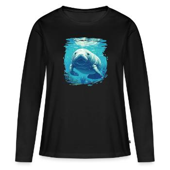 Walrus Walrosse Walross - Frauen Premium Bio Langarmshirt - Schwarz - Vorne - Julia (174cm)