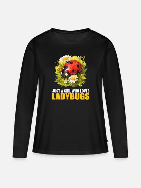 Ladybug Marienkäfer - Frauen Premium Bio Langarmshirt - Schwarz