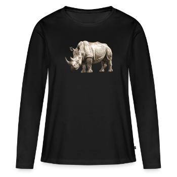 Rhino Nashörner Nashorn - Frauen Premium Bio Langarmshirt - Schwarz - Vorne - Julia (174cm)