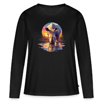 Rhino Nashörner Nashorn - Frauen Premium Bio Langarmshirt - Schwarz - Vorne - Julia (174cm)