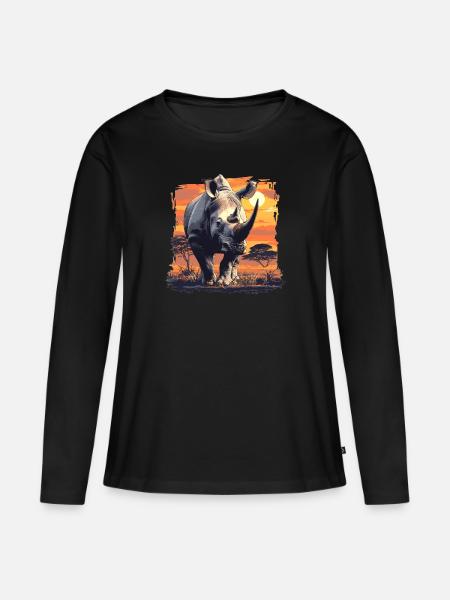 Rhino Nashörner Nashorn - Frauen Premium Bio Langarmshirt - Schwarz