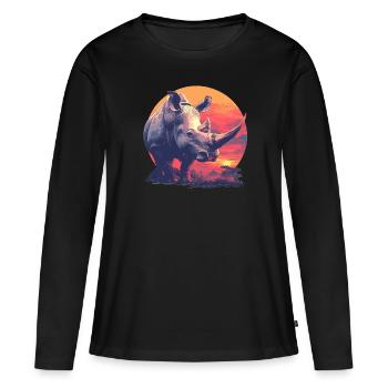 Rhino Nashörner Nashorn - Frauen Premium Bio Langarmshirt - Schwarz - Vorne - Julia (174cm)