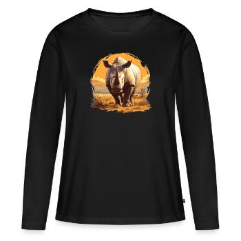Rhino Nashörner Nashorn - Frauen Premium Bio Langarmshirt - Schwarz - Vorne - Julia (174cm)