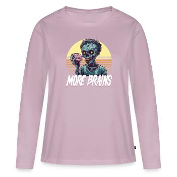 Zombie Halloween More Brains - Women's Premium Organic Long Sleeve Shirt - dusky pink - Front - Julia (174cm)
