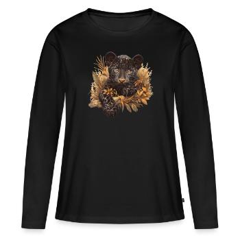 Panthères Panthère - T-shirt manches longues Premium bio Femme - noir - Devant - Julia (174cm)