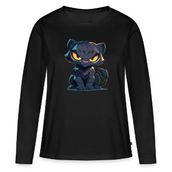 Panthères Panthère - T-shirt manches longues Premium bio Femme - noir - Devant - Julia (174cm)