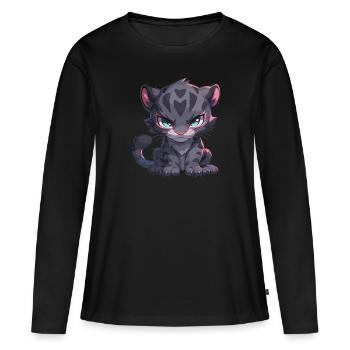 Panthères Panthère - T-shirt manches longues Premium bio Femme - noir - Devant - Julia (174cm)