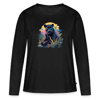 Panthères Panthère - T-shirt manches longues Premium bio Femme - noir - Devant - Julia (174cm)