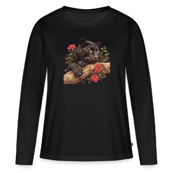 Panthères Panthère - T-shirt manches longues Premium bio Femme - noir - Devant - Julia (174cm)