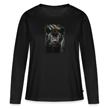 Panthères Panthère - T-shirt manches longues Premium bio Femme - noir - Devant - Julia (174cm)