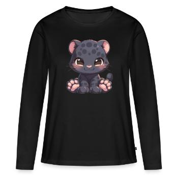 Panthères Panthère - T-shirt manches longues Premium bio Femme - noir - Devant - Julia (174cm)