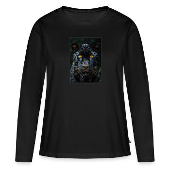 Panthères Panthère - T-shirt manches longues Premium bio Femme - noir - Devant - Julia (174cm)