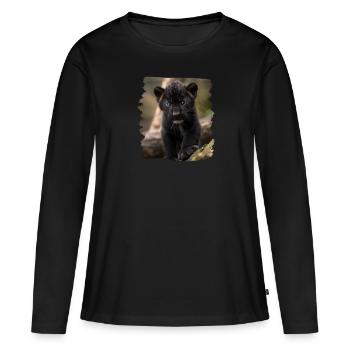 Panthères Panthère - T-shirt manches longues Premium bio Femme - noir - Devant - Julia (174cm)