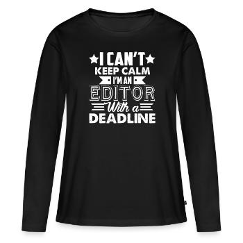 Editor Editor With A Deadline - Women's Premium Organic Long Sleeve Shirt - black - Front - Julia (174cm)